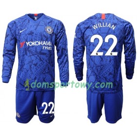 Koszulka Chelsea Willian 22 Dziecięcy Domowe Koszulki Piłkarskie 2019-2020 Długi Rękaw